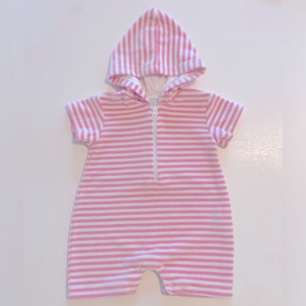 Kissy Kissy Baby Girls Pink Cabana Terry Stripes Shortie